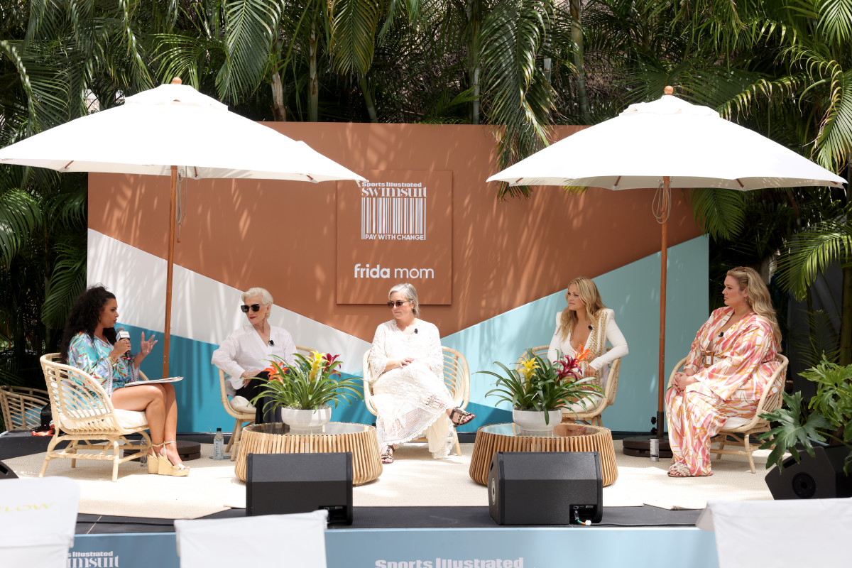 Host Joy Allison Taylor, and SI Swimsuit model Maye Musk, editor  in chief MJ Day, and SI Swimsuit models Kelly Hughes and Hunter McGrady.